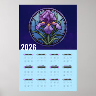 Poster Calendrier mural Iris Violet 2026