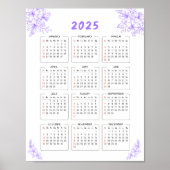 Poster Calendrier mural minimal 2025 Fleurs violettes Aff (Devant)