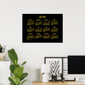 Poster Calendrier mural Neon Gold 2018 de Janz (Bureau à domicile)