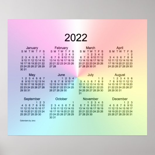 Poster Calendrier mural scintillant 2022 de Janz Print (Devant)