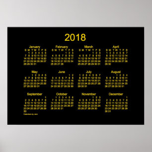 Poster Calendrier Neon Gold Wall 2018 par Janz