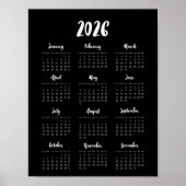 Poster Calendrier noir 2025 moderne (Devant)