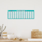 Poster Calendrier perpétuel abstrait aquatique d'annivers (Cuisine)