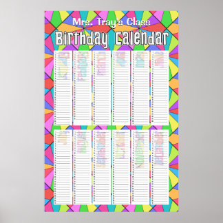 Poster Calendrier perpétuel personnalisé de 12 couleurs p