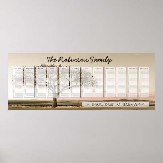 Poster Calendrier perpétuel personnalisé pour la famille (Devant)