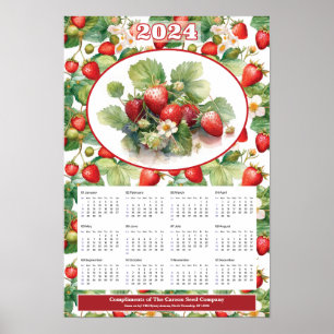 Poster Calendrier personnalisé des fraises 2024