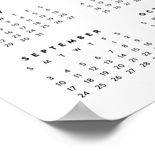 Poster Calendrier photo annuel Minimal 16x20 2017 (Coin)