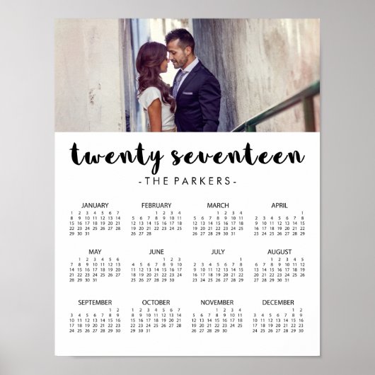 Poster Calendrier Photo Typographie Moderne Minimal 2017 (Devant)