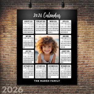 Poster Calendrier - Photo verticale au centre noir