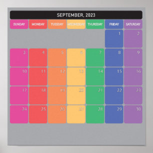 Poster Calendrier planificateur de septembre 2023 coloré