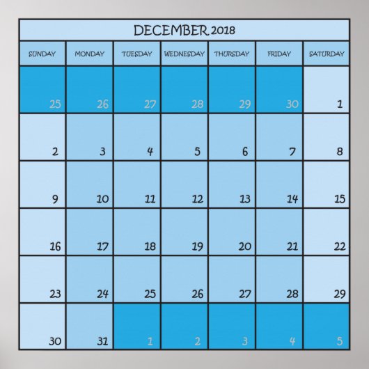 Poster calendrier planificateur décembre 2017 (Devant)
