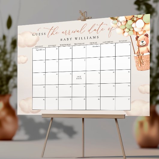 Poster Calendrier pour deviner la date prévue d'accouchem