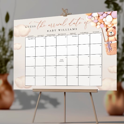 Poster Calendrier pour deviner la date prévue d'accouchem