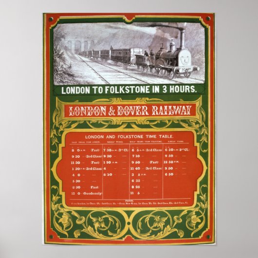Poster Calendrier pour Londres à Dover Railway (Devant)