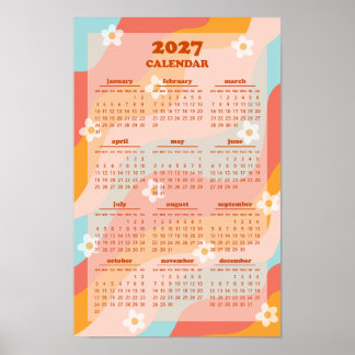 Poster Calendrier Rétro Groovy Wave 70s Vintage 2027