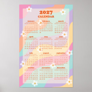 Poster Calendrier Rétro Groovy Wave 70s Vintage 2027