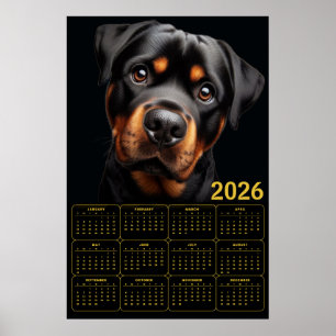 Poster Calendrier Rottweiler 2026 Audacieux