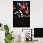 Poster Calendrier rustique Dalmatien 2026 (Bureau à domicile)