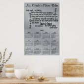 Poster Calendrier scolaire 2013-2014 Règles de classe (Cuisine)