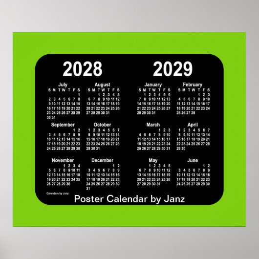 Poster Calendrier scolaire 2028-2029 de Yellowgreen Neon (Devant)
