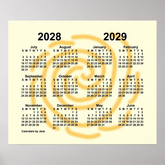 Poster Calendrier scolaire 2028-2029 des jours ensoleillé (Devant)