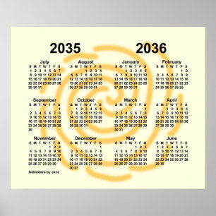 Poster Calendrier scolaire 2035-2036 de jours ensoleillés
