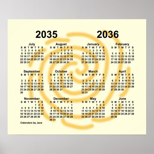 Poster Calendrier scolaire 2035-2036 des jours ensoleillé (Devant)