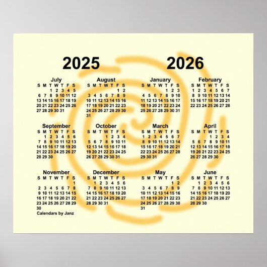 Poster Calendrier scolaire de l'année 2025-2026 pour Sunn (Devant)