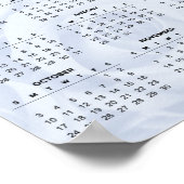 Poster Calendrier simple 2021 sur la florale blanche | Po (Coin)