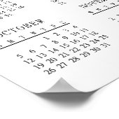 Poster Calendrier simple de base noir et blanc classique (Coin)