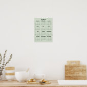 Poster Calendrier Simple de Base Vert Sauge 2027 (Cuisine)