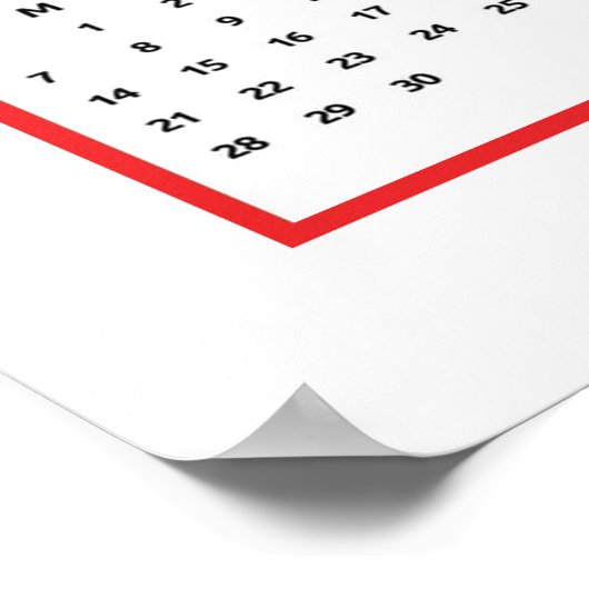 Poster Calendrier simple rouge 2025 (Coin)