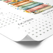 Poster Calendrier sur une page 2026 Livres empilés et tou (Coin)