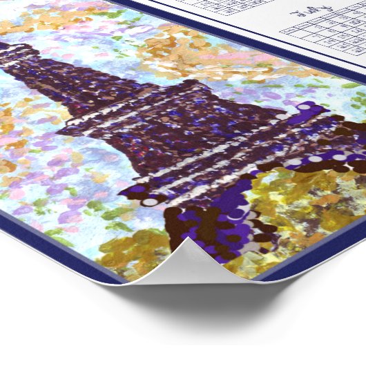 Poster Calendrier Tour Eiffel 2024 Paysage de la tour Eif (Coin)