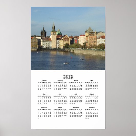 Poster Calendrier une page Prague 2012 (Devant)