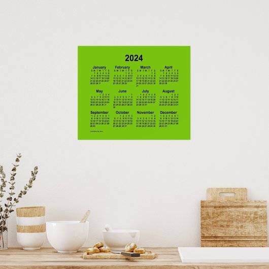 Poster Calendrier vert jaune 2024 par Janz Imprimer (Cuisine)
