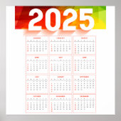 Poster Calendrier vertical minimal annuel complet 2025 (Devant)