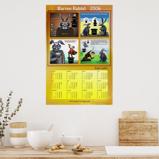 Poster Calendrier Warren Rabbit 2006 par Anjo Lafin (Cuisine)