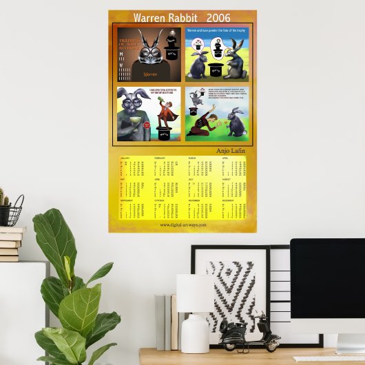 Poster Calendrier Warren Rabbit 2006 par Anjo Lafin (Bureau à domicile)