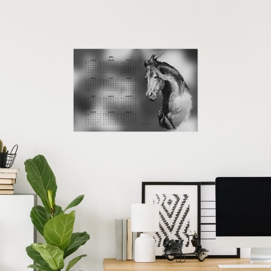 Poster Calendrier, Yearly Beautiful Stallion Horse (Bureau à domicile)