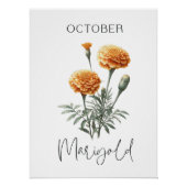 Poster Calendula floral du mois de naissance d'octobre (Devant)
