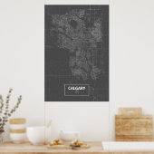 Poster Calgary (Alberta) (blanc sur noir) (Cuisine)
