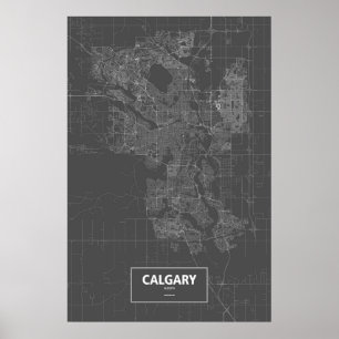 Poster Calgary (Alberta) (blanc sur noir)