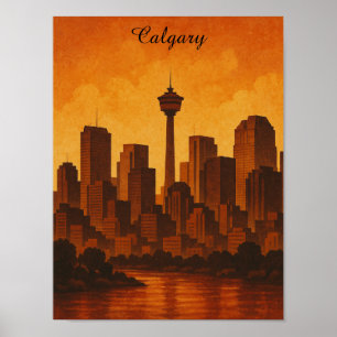 Poster Calgary Canada Vintage voyage CItyscape