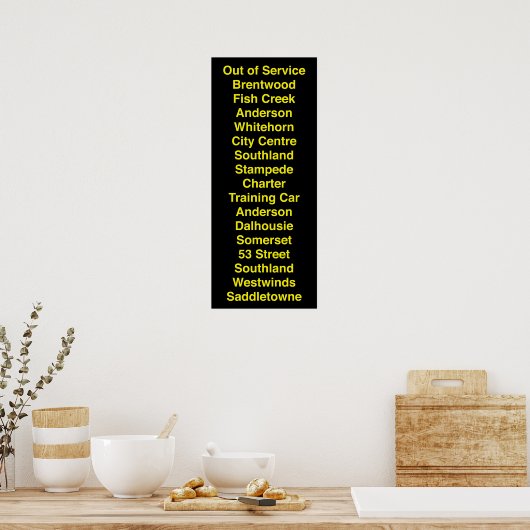 Poster Calgary CTrain Rollsign (Cuisine)