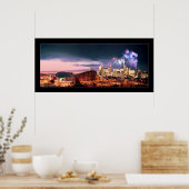 Poster Calgary panoramique avec Fireworks. (Cuisine)