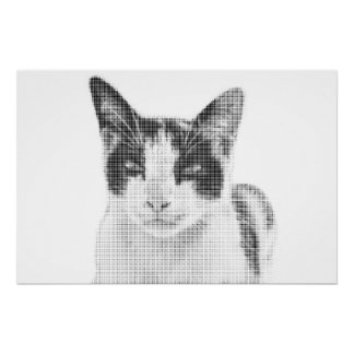 Poster Calico Cat Comic Halftone