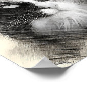 Poster Calico Cat Sketch Art - Feline Portrait Drawing (Coin)