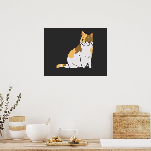 Poster Calico Essential, Portrait Calico, Cute Calico Cat (Cuisine)
