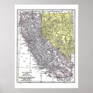 Poster: California and Nevada map, 1921 Poster